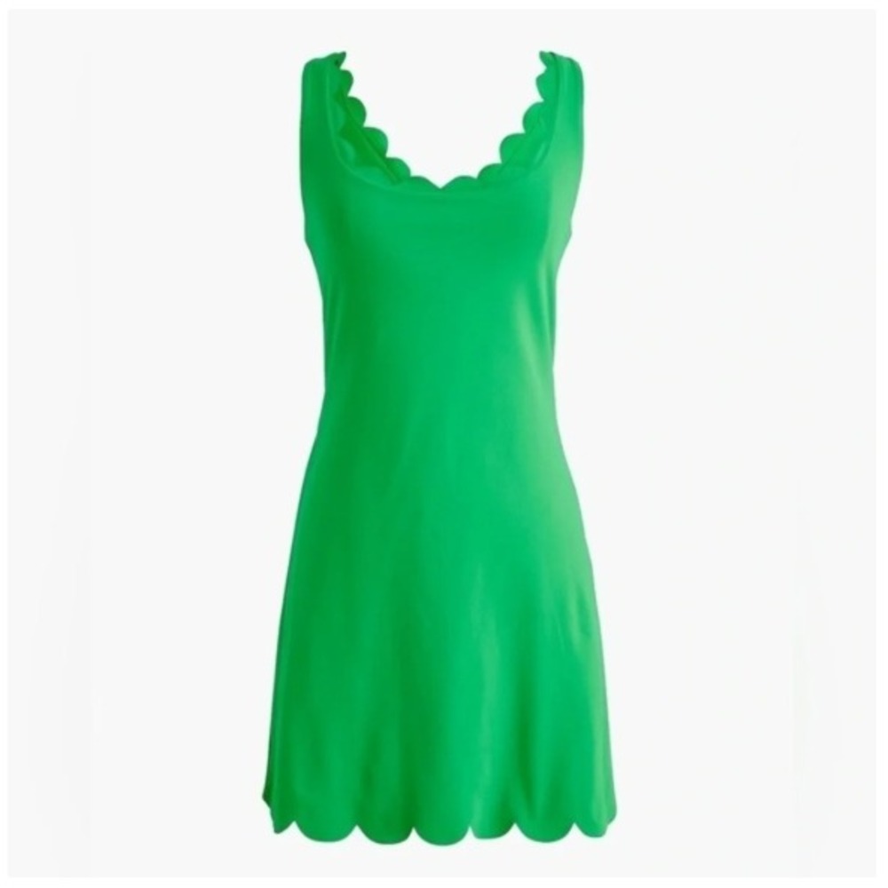 J. Crew Green Scalloped Active Skort Dress Size S Crisscross Back Athletic Dress
